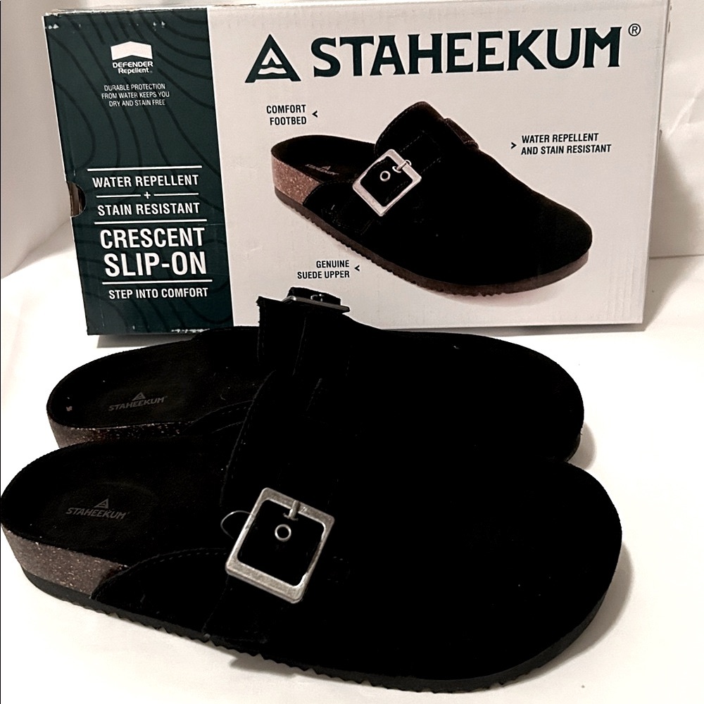 Black suede buckle  Slide Sandals